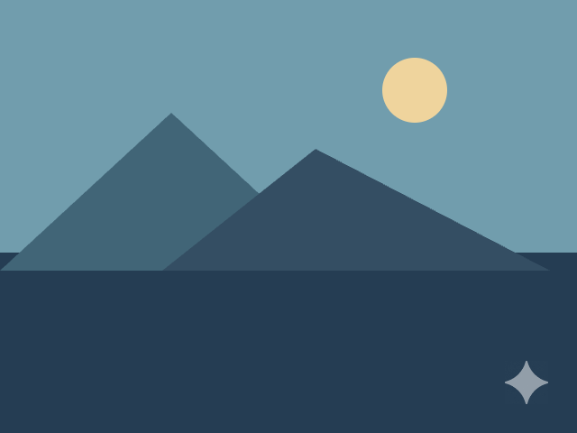 Original geometric landscape demonstration with a white synthetic star overlay in the bottom-right corner